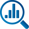 Magnifying Glass Over Rising Chart Magnifying Glass Over Rising Chart